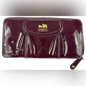 Coach Madison Patent Leather Large Accordion Zip Wallet